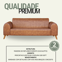 Ver imagem 4 de Sofa Living Átila para Escritório Sala Barbearia Espera Corino Caramelo Pes de Madeira Maciça