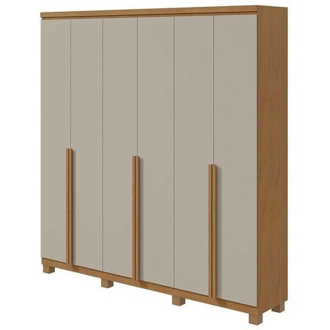 Guarda Roupa Casal Alonzo 6 Portas Amêndoa Clean Off White com Pés - Lopas