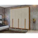 Ver imagem 4 de Guarda Roupa Casal Alonzo 6 Portas Amêndoa Clean Off White com Pés - Lopas