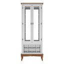 Ver imagem 3 de Adega e Cristaleira Colonial com 2 Portas de Vidro e Pés Luiz Xv - Branco Tampo e Base Imbuia Glazer