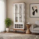 Ver imagem 1 de Adega e Cristaleira Colonial com 2 Portas de Vidro e Pés Luiz Xv - Branco Tampo e Base Imbuia Glazer