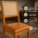 Ver imagem 3 de Kit 4 Cadeiras de Jantar Estofada Corino Rubi Madeira Maciça:Caramelo