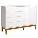Ver imagem 3 de Berço Americano e Cômoda com Porta Classic Elfe Branco Acetinado com Pés Madeira - Reller