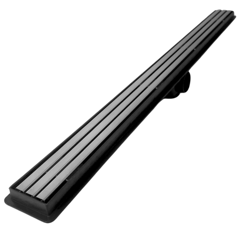 Ralo Linear Seca Box 80cm x 5cm Inox Trilho Escovado Coletor Preto e Tela