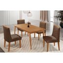 Ver imagem 1 de Sala Jantar Mesa Havana Tampo Curvo 120cm+4 Cadeiras Maldivas Madeira Naturale - Capuccino/suede