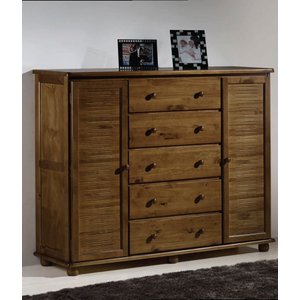 Comoda Sapateira Monaco 2 Portas e 5 Gavetas Ref:46 Imbuia Claro Fosco com Corrediças Metalicas