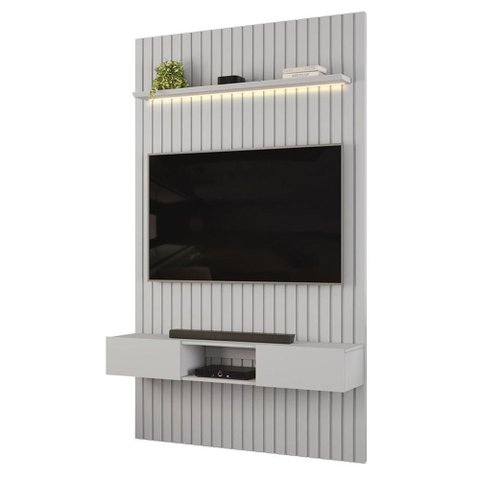 Painel Trento para TV com Bancada 143 Ripado Bali com LED -DJ Móveis