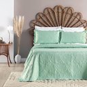Ver imagem 1 de Kit Cobre Leito Colcha Sublime Queen Micropercal 200 Fios C/ Bag 3 Peças - Salvia - Verde