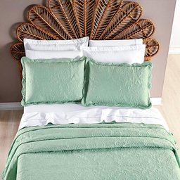 Kit Cobre Leito Colcha Sublime Queen Micropercal 200 Fios C/ Bag 3 Peças - Salvia - Verde - 4