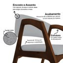 Ver imagem 3 de Cadeira de Jantar Estofada Gabriela em Madeira e Mdf Mel Linho Cinza