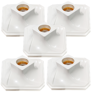 Kit 5 Plafon Quadrado Decorativo Branco Soquete Louça P/led
