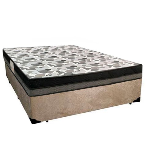 Cama Box Casal Suede + Colchão Ortobom Iso Dupla Face 60x138x188 Bege