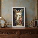 Ver imagem 1 de Quadro Anjo da Guarda da Criança 24x18cm Mold Preta Vidro