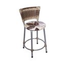 Ver imagem 3 de Kit 2 Banquetas Baixas Prata com Encosto Junco Capuccino Assento Floral Marrom