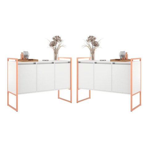 Aparador Estilo Industrial Buffet com 3 Portas 2 Unidades