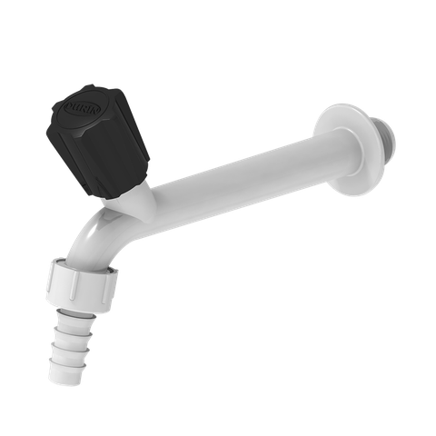6 Unidades Torneira para Tanque com Espiga Tam. 15cm Bitola 1/2'' Cor Branco e Preto Durín