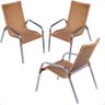 Conjunto 3 Cadeiras Alumínio Área Externa Fortaleza Fibra Sintética Artesanal Cor:oliva - 1