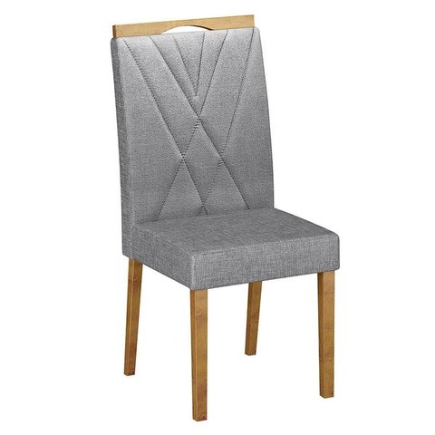 Cadeira para Mesa de Jantar Lara Kit 02 Peças Linho Prata - Valdemóveis