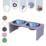 Comedouro Elevado Duplo Pet Gato Cachorro Mdf Nick - Inox - Rose - 5