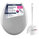 Ver imagem 1 de Assento Tampa Vaso Sanitário Oval Almofadado + Escova Sanitária Base Redonda Limpeza Vaso Banheiro