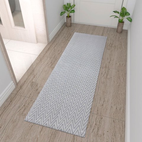 Tapete Antiderrapante Cozinha / Corredor 1,30m x 45cm Passadeira Decorativo Tear Artesanal Algodão R
