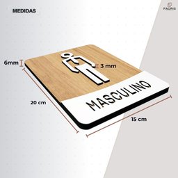 Placa de Banheiro Placas para Banheiro Feminino Masculino:branco - Masculino 15x20 - 2