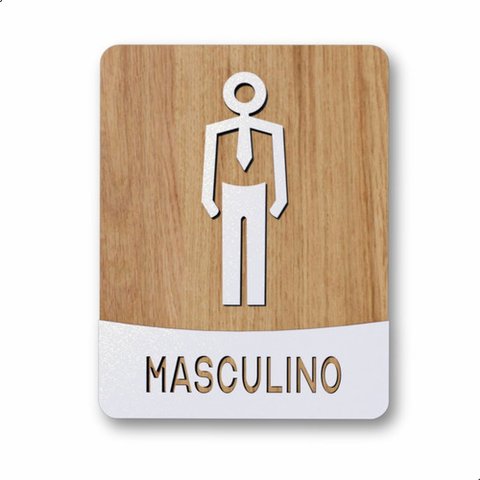 Placa de Banheiro Placas para Banheiro Feminino Masculino:branco - Masculino 15x20