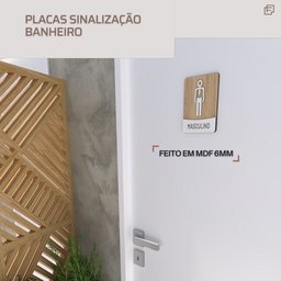 Placa de Banheiro Placas para Banheiro Feminino Masculino:branco - Masculino 15x20 - 6