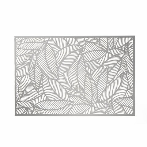 Jogo Americano de Plástico Leaf Prateado com 4 Peças 30x45cm | Casa Del Grande