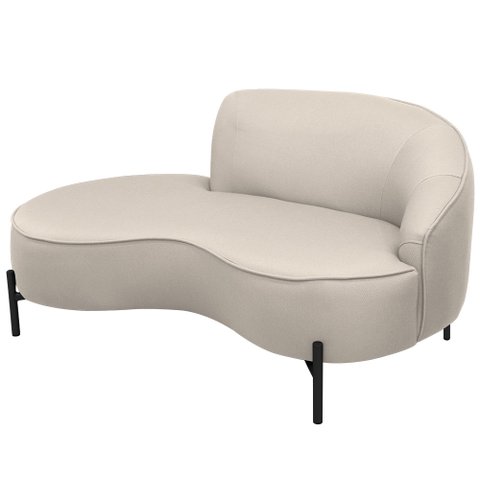 Sofá Curvo 3 Lugares 180cm Braço Esq. Thommy Pés Preto Linho Off White - Nexta Casa