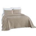 Ver imagem 1 de Kit Cobre Leito Colcha Nobre Casal Queen 3 Peças Micropercal 200 Fios Matelado - Taupe