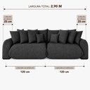 Ver imagem 4 de Sofá Retrátil 6 Lugares Linho Armani 2,90 Mts Grafite