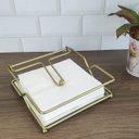 Ver imagem 2 de Porta Guardanapo De Mesa Dourado Com Espelho Suporte Para Guardanapo com Peso Duler