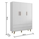 Ver imagem 3 de Guarda Roupa Infantil Retrô 3 Portas com Gavetas Lorena Branco Fosco Carolina Baby