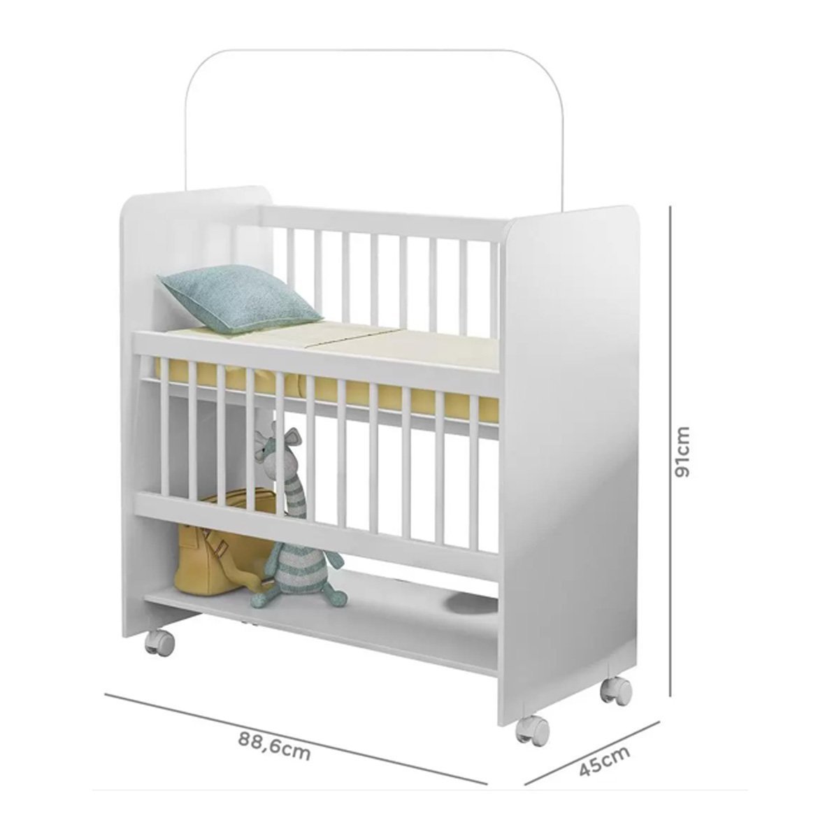 Mini Berço Bed Side Moisés Grade Fixa com Colchão | MadeiraMadeira