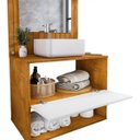 Ver imagem 2 de Conjunto Gabinete Cuba Espelho Banheiro Naturalle Branco