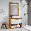 Ver imagem 3 de Conjunto Gabinete Cuba Espelho Banheiro Naturalle Branco