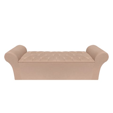 Recamier Baú Calçadeira Quarto Queen 158cm Barcelona:suede Bege Escuro