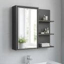 Ver imagem 1 de Armário Espelheira Banheiro Suspenso 70cm 1 Porta 5 Prateleiras Paula Grafite - Faema Móveis