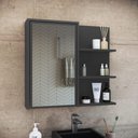 Ver imagem 2 de Armário Espelheira Banheiro Suspenso 70cm 1 Porta 5 Prateleiras Paula Grafite - Faema Móveis