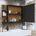 Ver imagem 2 de Espelheira Suspensa Iris para Banheiro / Closet Porta e Nichos Armário Preto/nature