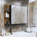 Ver imagem 1 de Espelheira Suspensa Iris para Banheiro / Closet Porta e Nichos Armário Preto/nature