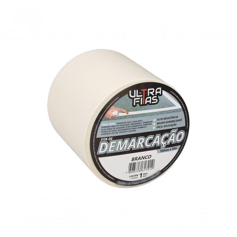 Fita Demarcação Pvc 100mm X 30m Sinalização Cores Variedades Branca