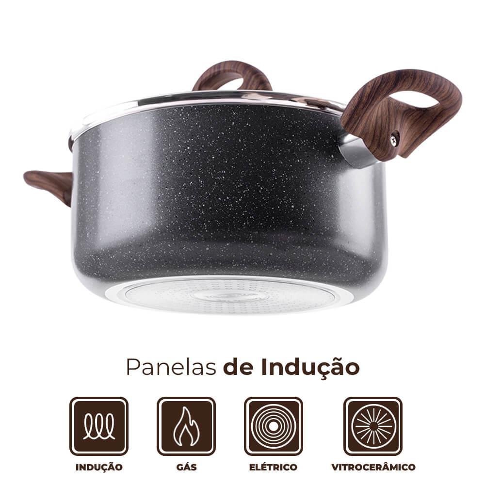 Conjunto de Panelas de Indução com Panela de Pressão Ceramic Life Granito 6 Peças - Brinox - 4