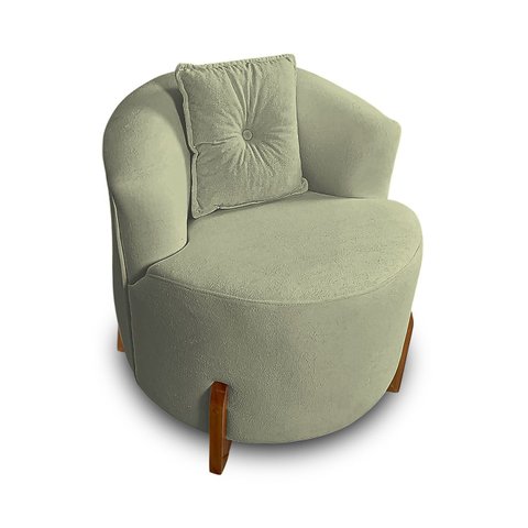 Poltrona Orgânica Pé de Madeira para Sala Confortável e Reforçada Bouclé
