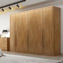 Ver imagem 1 de Guarda-Roupa Casal 6 Portas e 6 Gavetas 100% MDF Reno 276x236cm Marrom/Cumaru