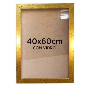 Moldura para Quadro Decorativo 40x60cm com Vidro - Várias Cores Tacolado Moldura Trad 1cm Dourada Co
