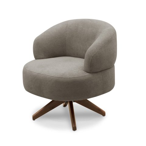 Poltrona Decorativa Chair Bouclé Cinza Fendi Premium Giratória Sala Dekorien