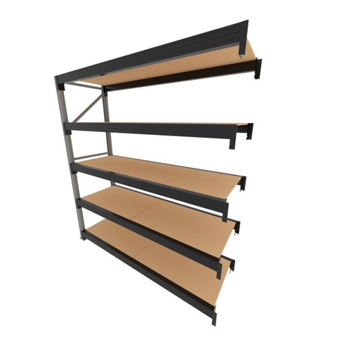Mini Porta Pallet 200 kg por Nivel Continuação com 5 Niveis Preto com MDF Cru