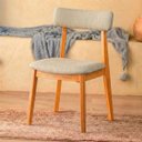 Ver imagem 2 de Cadeira Alice Madeira Maciça - Mel com Boucle Bege Mel Linho Bege